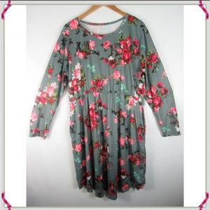 SALE  2X-  Floral Dress- Flowers Plus Size